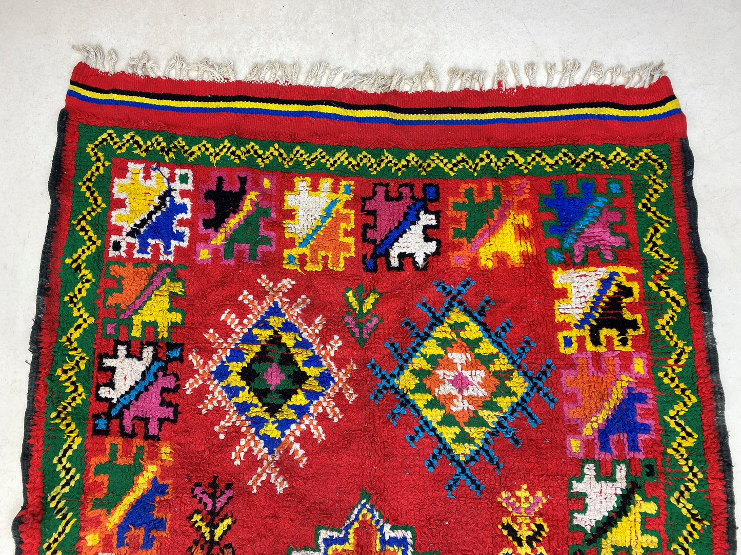 6x12 Wool Moroccan Area Rug, Vintage Colorful Design.