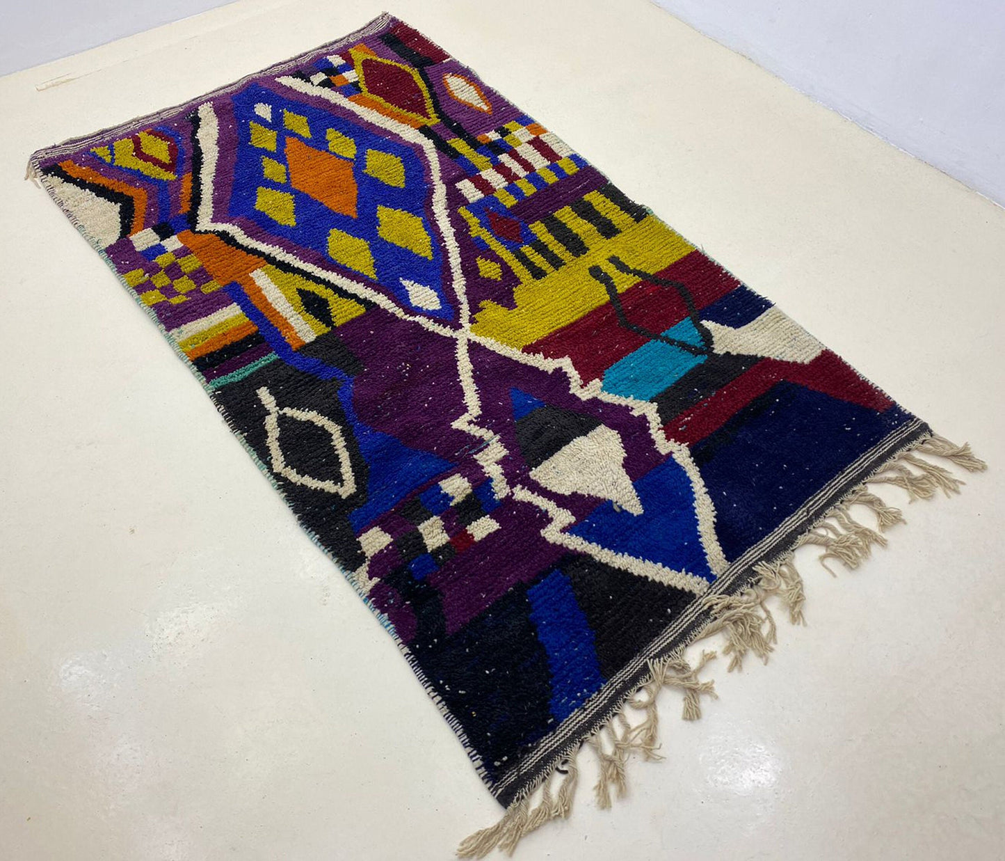 Unique Colorful Moroccan Berber Rug, Handmade Custom Wool Area Rug.