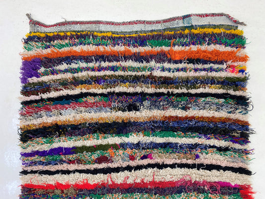 Long Striped 3x8 Runner Rug, Colorful Moroccan Rug Runner.