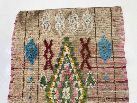 Vintage Diamond Colorful Runner, Moroccan Rug Runner.