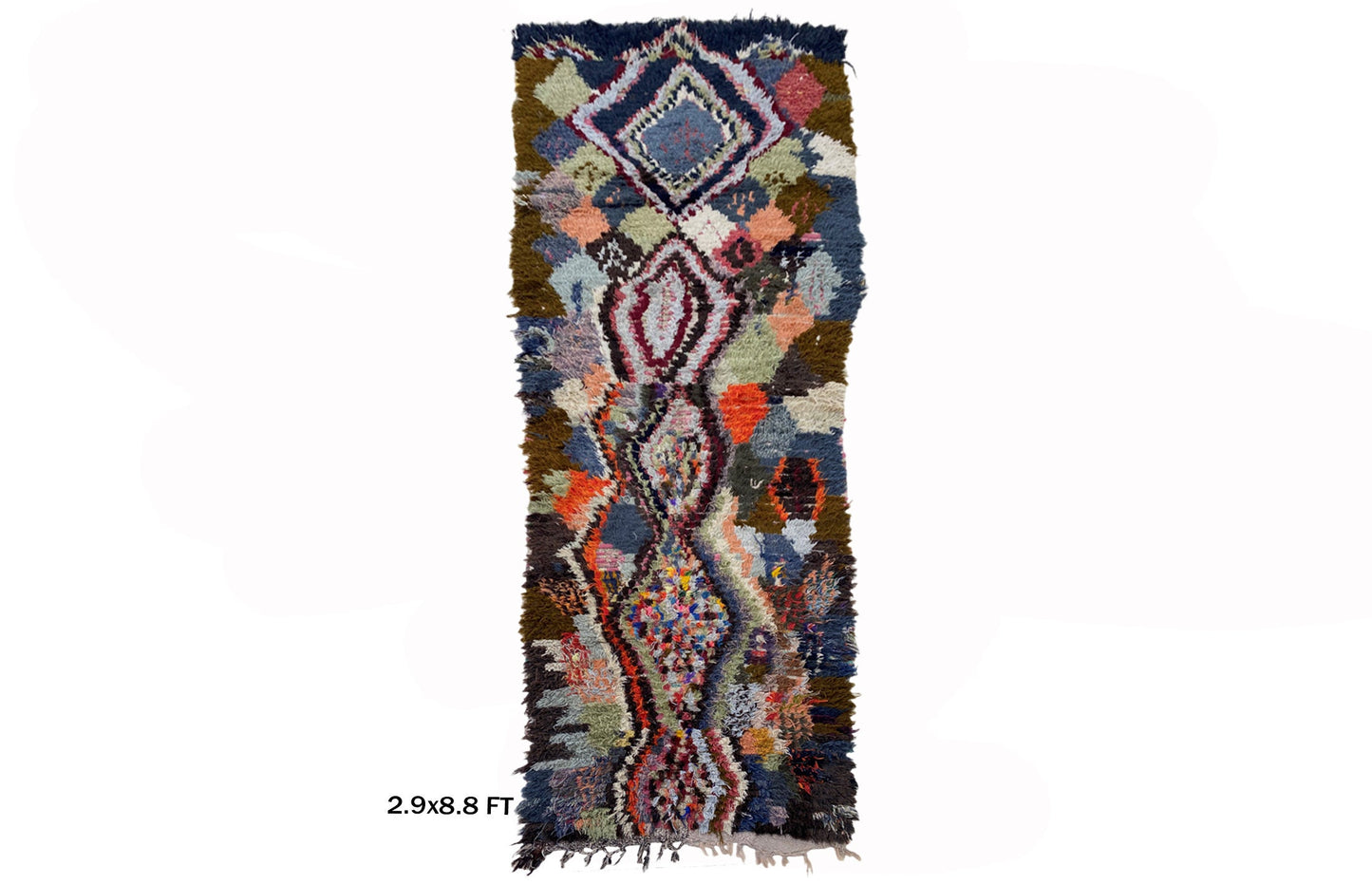 Narrow 3x9 Runner, Vintage Berber Runner, Moroccan Runner Rug.