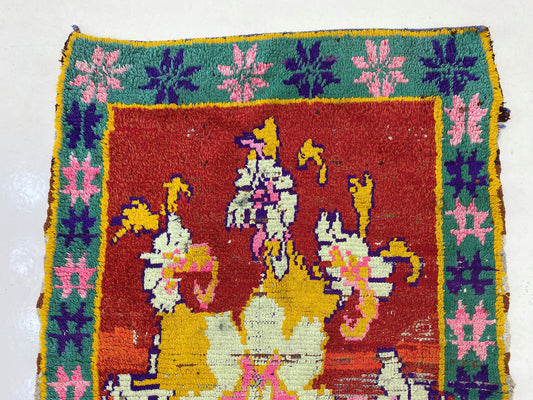 Small Moroccan Rug, Vintage Living Room Rug, Berber 3x6 Decor Rug.