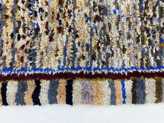 Tapis de couloir tissé vintage marocain 3x7, textile berbère coloré.