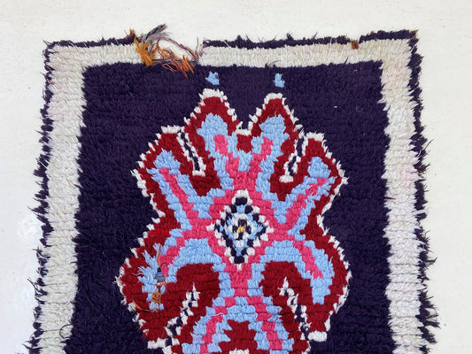 Vintage Berber Runner Rug, Narrow Colorful 9x3 Runner.