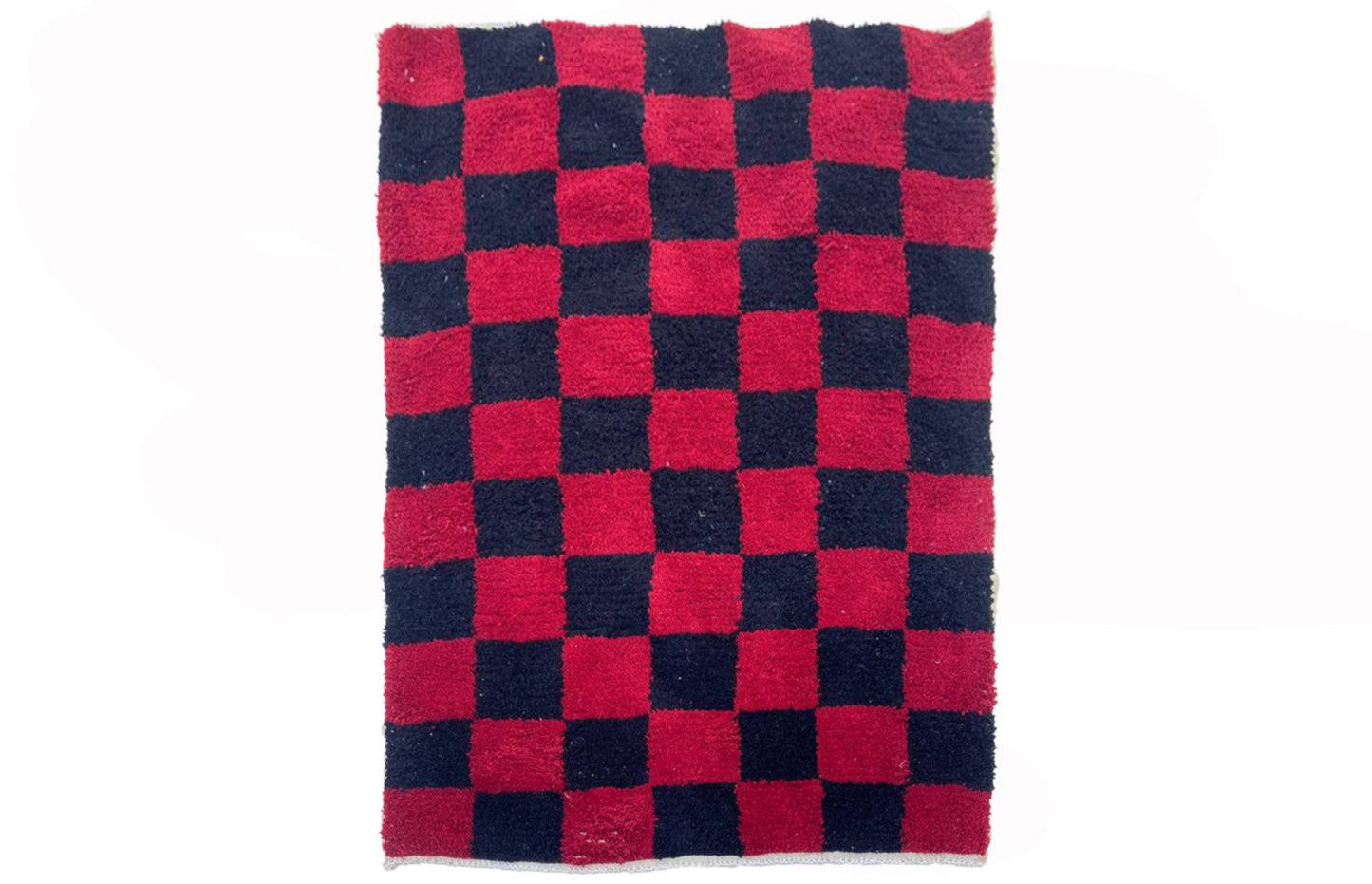 Moroccan checkered Rug, Black and Red Berber Rug for Your Home.