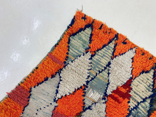 Tapis de couloir marocain vintage étroit 2x8, décor berbère.