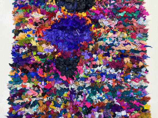 4x8 Vintage Boucherouite Moroccan Area Rug.