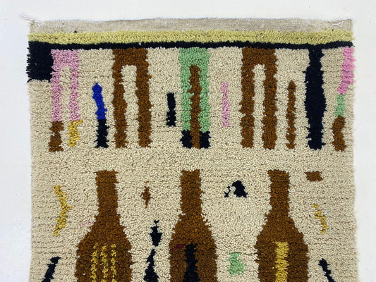 Tapis en laine berbère marocain, tapis personnalisé fait à la main pour une décoration d'intérieur bohème.