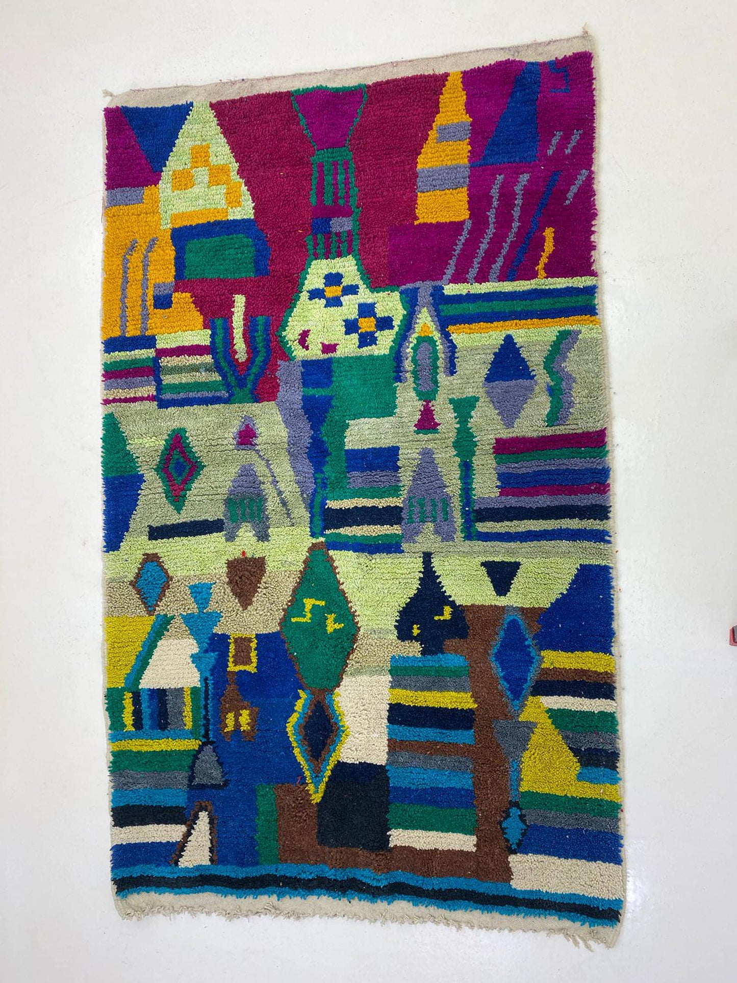 Handmade Moroccan Berber Rug, Colorful Custom Area Carpet.