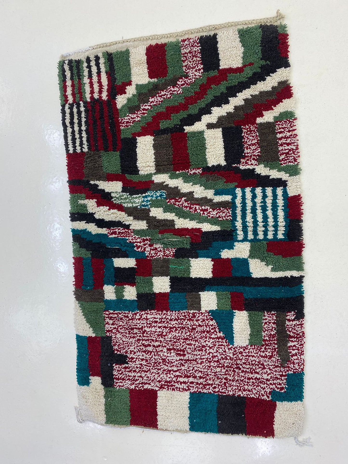 Unique Wool Rug from Morocco, Handcrafted Home Rug.