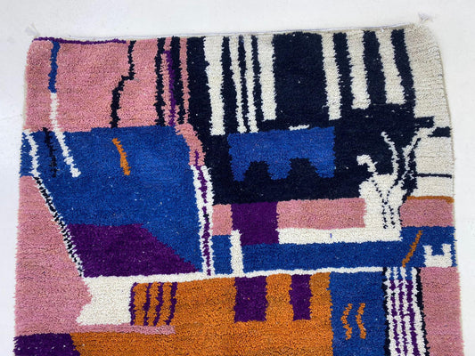 Handmade Moroccan Berber Rug, Colorful and Stylish Area Carpet.