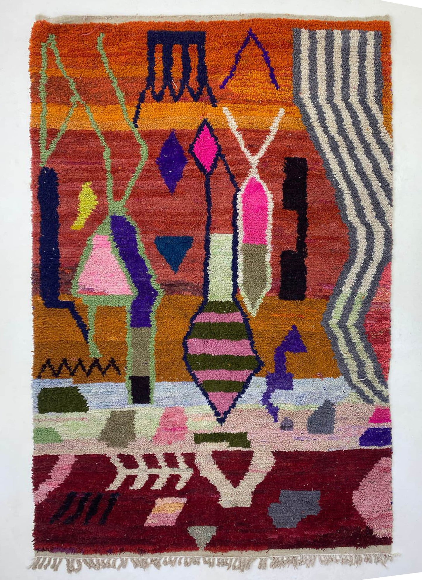 Handwoven Boho Moroccan Berber Rug, Colorful Wool Accent Rug.