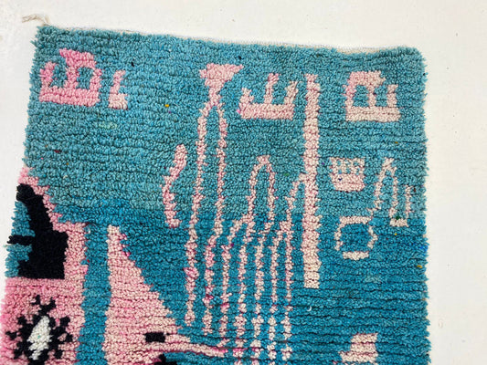 Green Moroccan Berber Wool Rug, Custom Boho Style Area Rug.