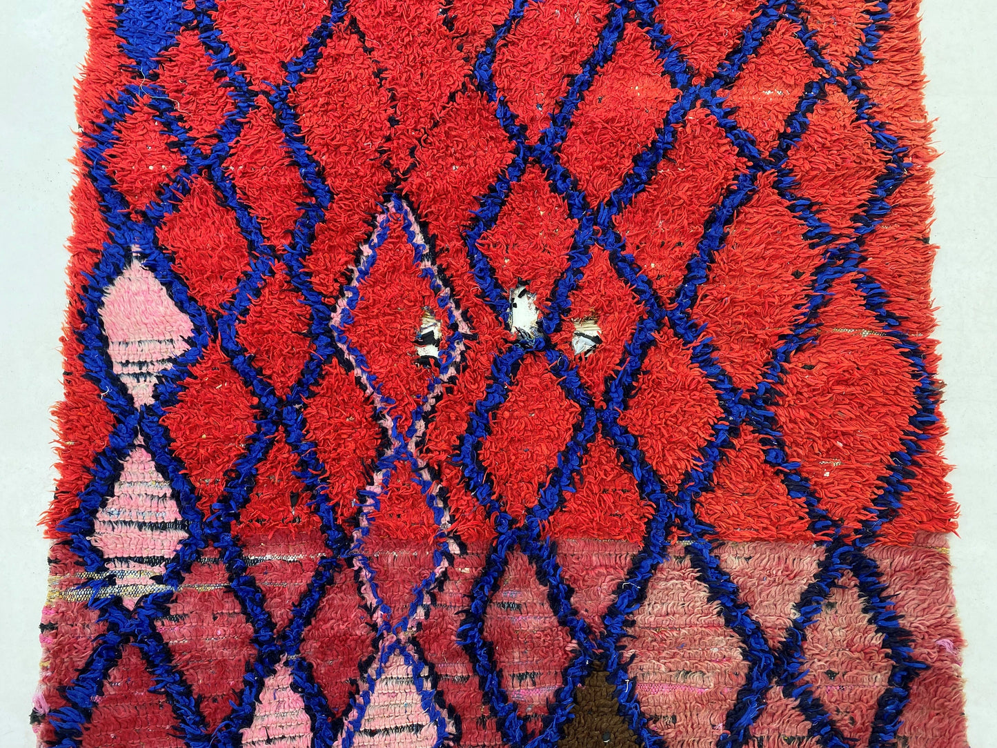 Tapis de couloir marocain à diamants 5x11, tapis vintage unique.