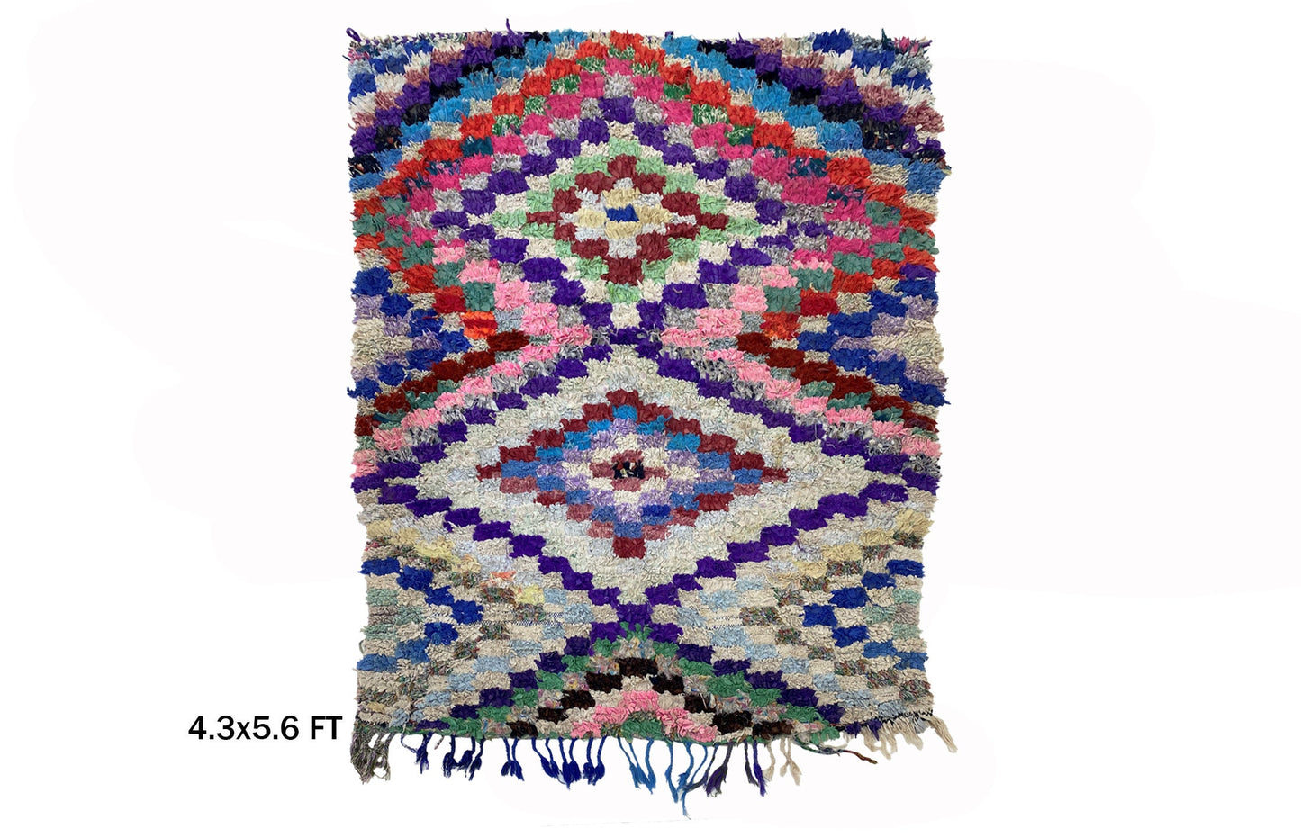4x6 Colorful Moroccan Berber Vintage Rug, Boucherouite rug.