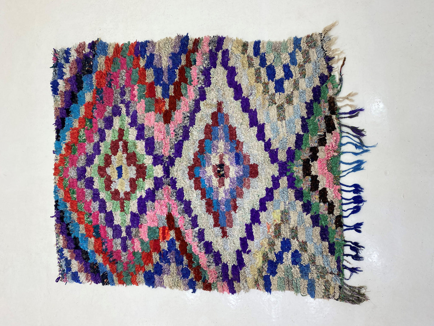 4x6 Colorful Moroccan Berber Vintage Rug, Boucherouite rug.