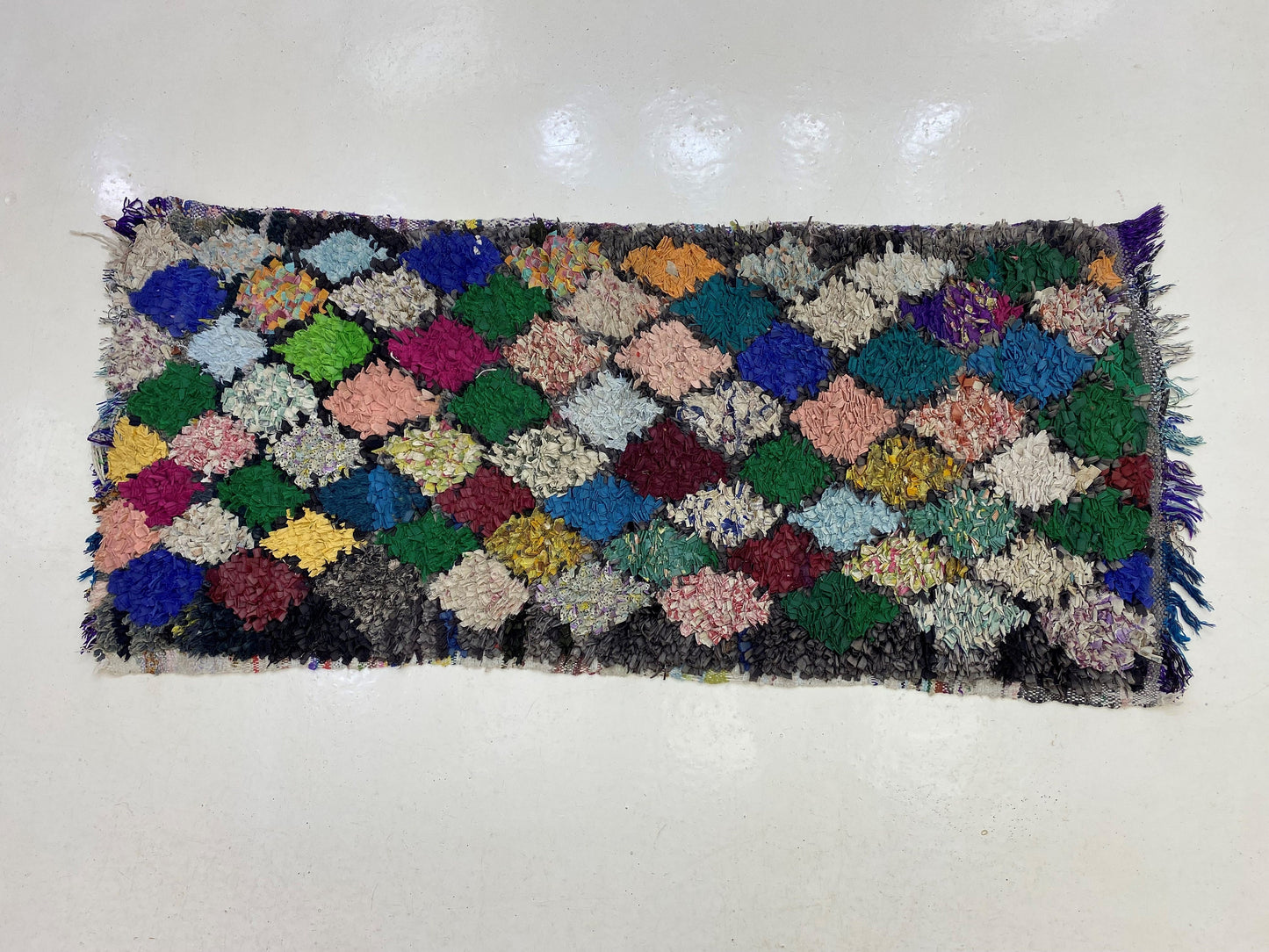 2x5 Vibrant Moroccan Vintage Rug, Perfect for Boho Decor.