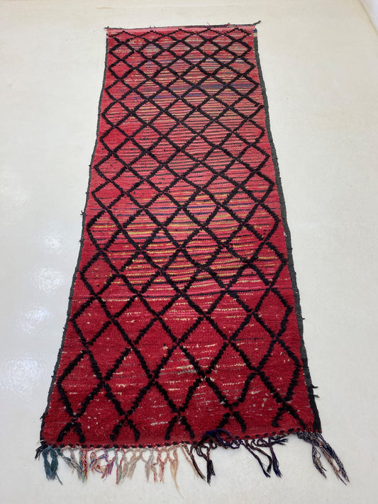 Tapis marocain 4x10, tapis de couloir à décor de diamant vintage.