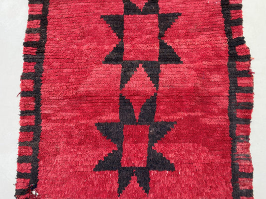 Tapis marocain 4x10, tapis de couloir vintage pour décoration d'intérieur bohème - Tapis de couloir berbère rouge d'occasion.