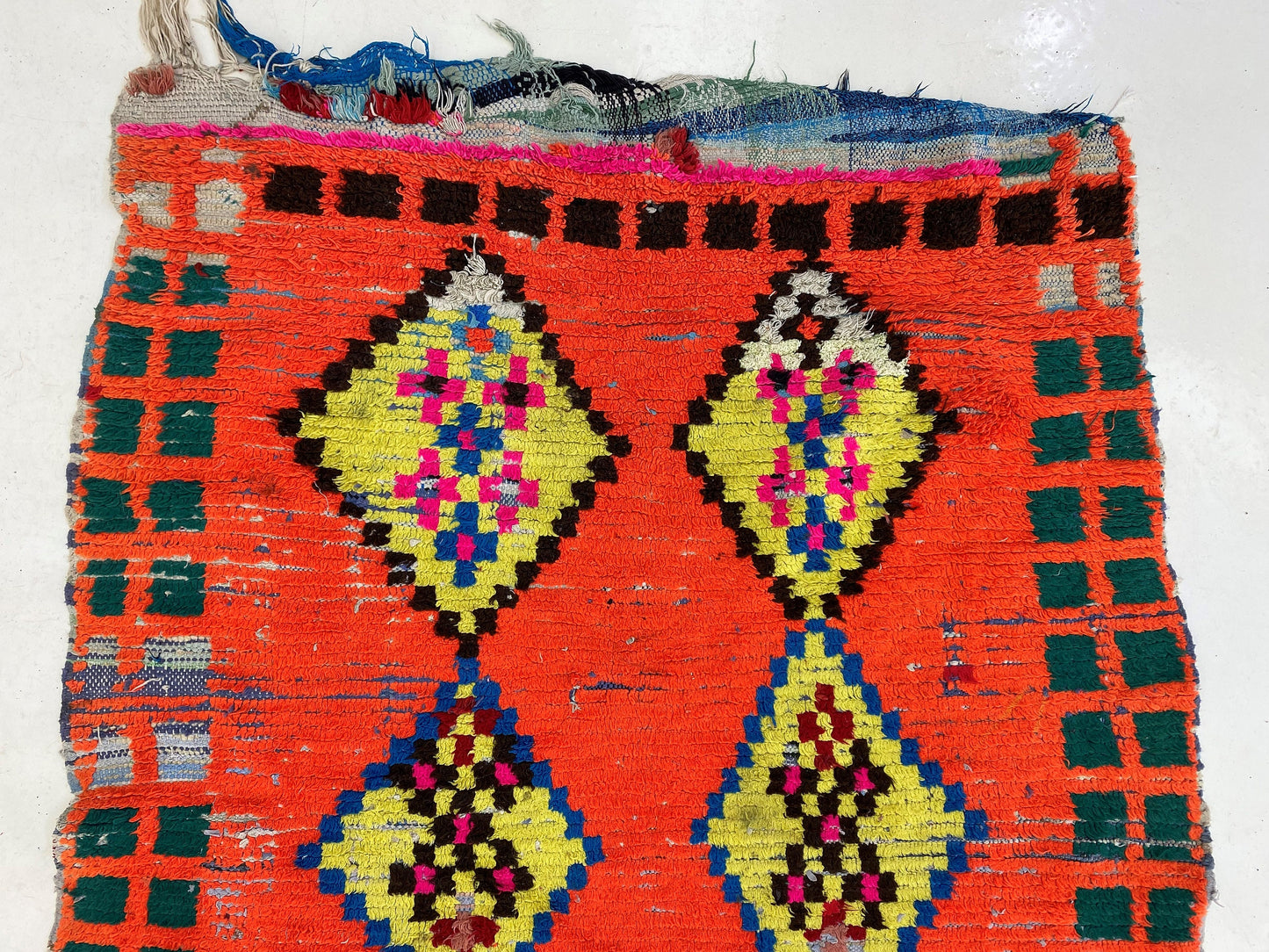 4x6 Moroccan Rug, Dimond Vintage Area Rug, Colorful Berber Home decor.