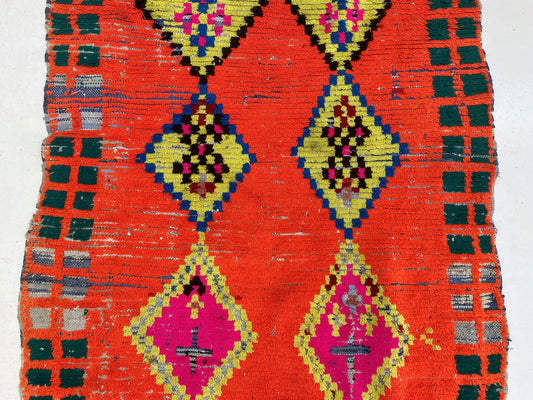 Tapis marocain 4x6, tapis vintage Dimond, décoration d'intérieur berbère colorée.