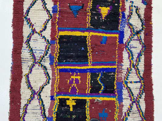 Tapis marocain 3x5, petit tapis berbère vintage, tapis de décoration intérieure unique.