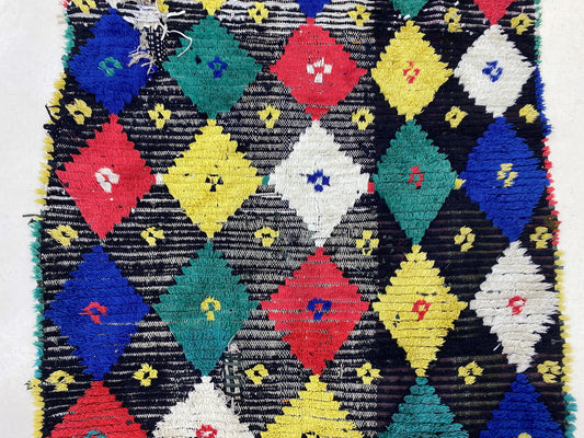 Moroccan Rug , 4x7 Berber Vintage Diamond Area Rug, Unique Home decor Rug.