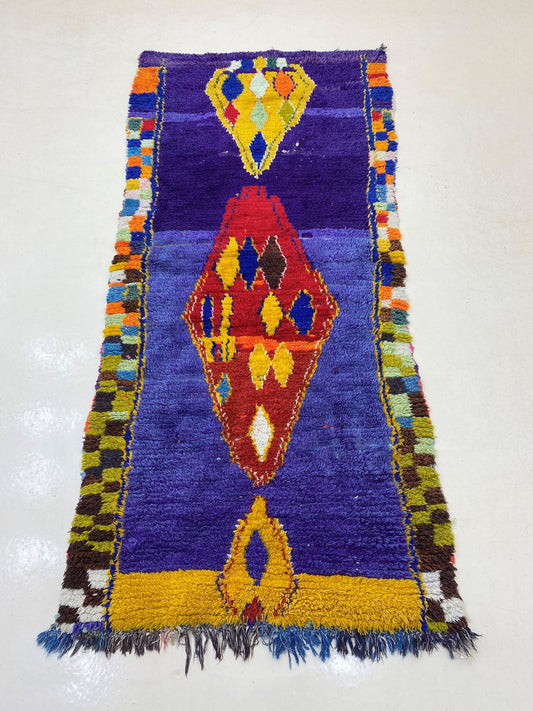 Colorful Vintage Moroccan Runner Rug, 3x7 Feet, Unique Moroccan Home Decor Rug.