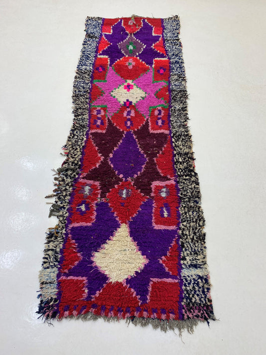 Vintage Traditional Moroccan Runner Rug, Colorful Hallway Runner, 3x8 Feet.