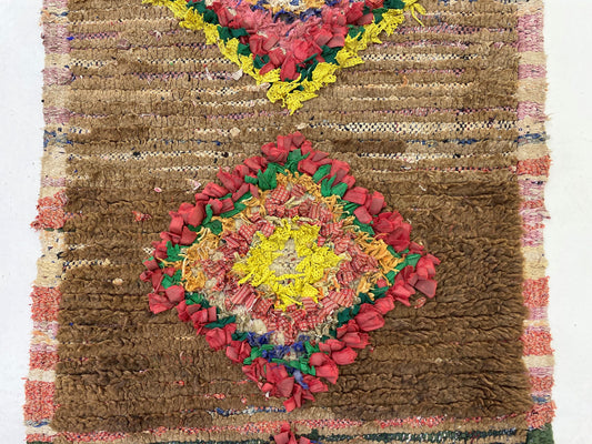 Tapis de couloir marocain Boucherouite, tapis de couloir berbère vintage 2x6.