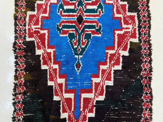 Tapis marocain 2x6, tapis de couloir vintage d'occasion, tapis géométrique berbère.