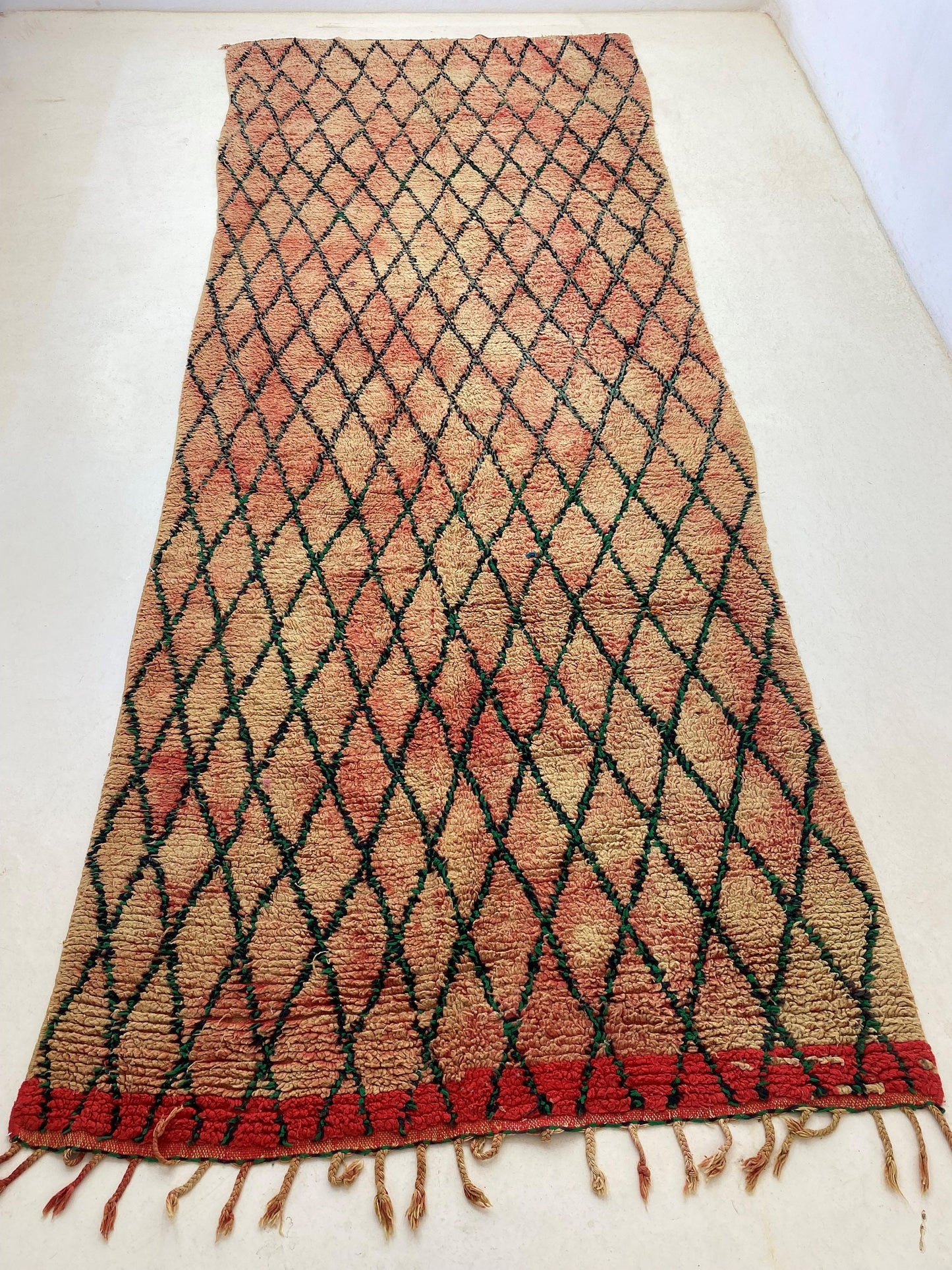 Vintage Grid Moroccan 6x15 Rug Runner.