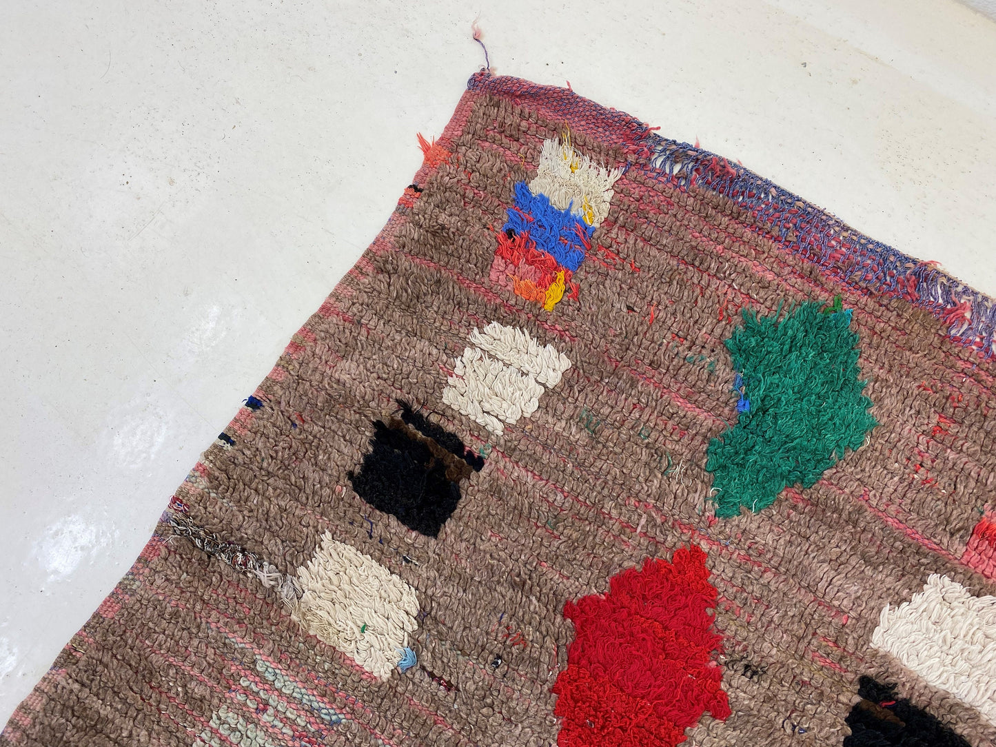 Colorful Vintage Moroccan 3x8 Runner Rug.