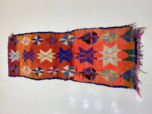 3x8 Vintage Moroccan Runner Rug, Berber Geometric Runner.