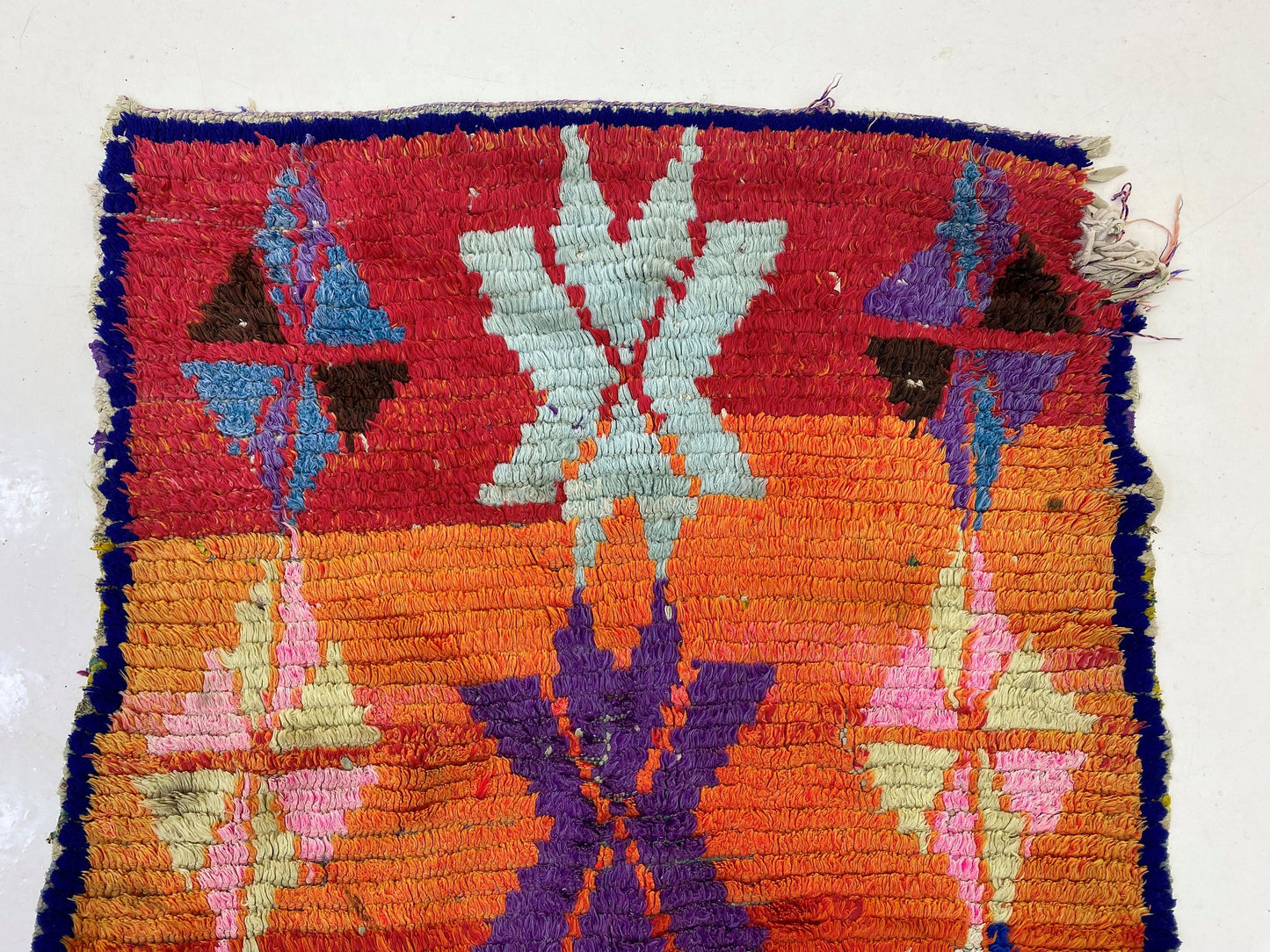 3x8 Vintage Moroccan Runner Rug, Berber Geometric Runner.