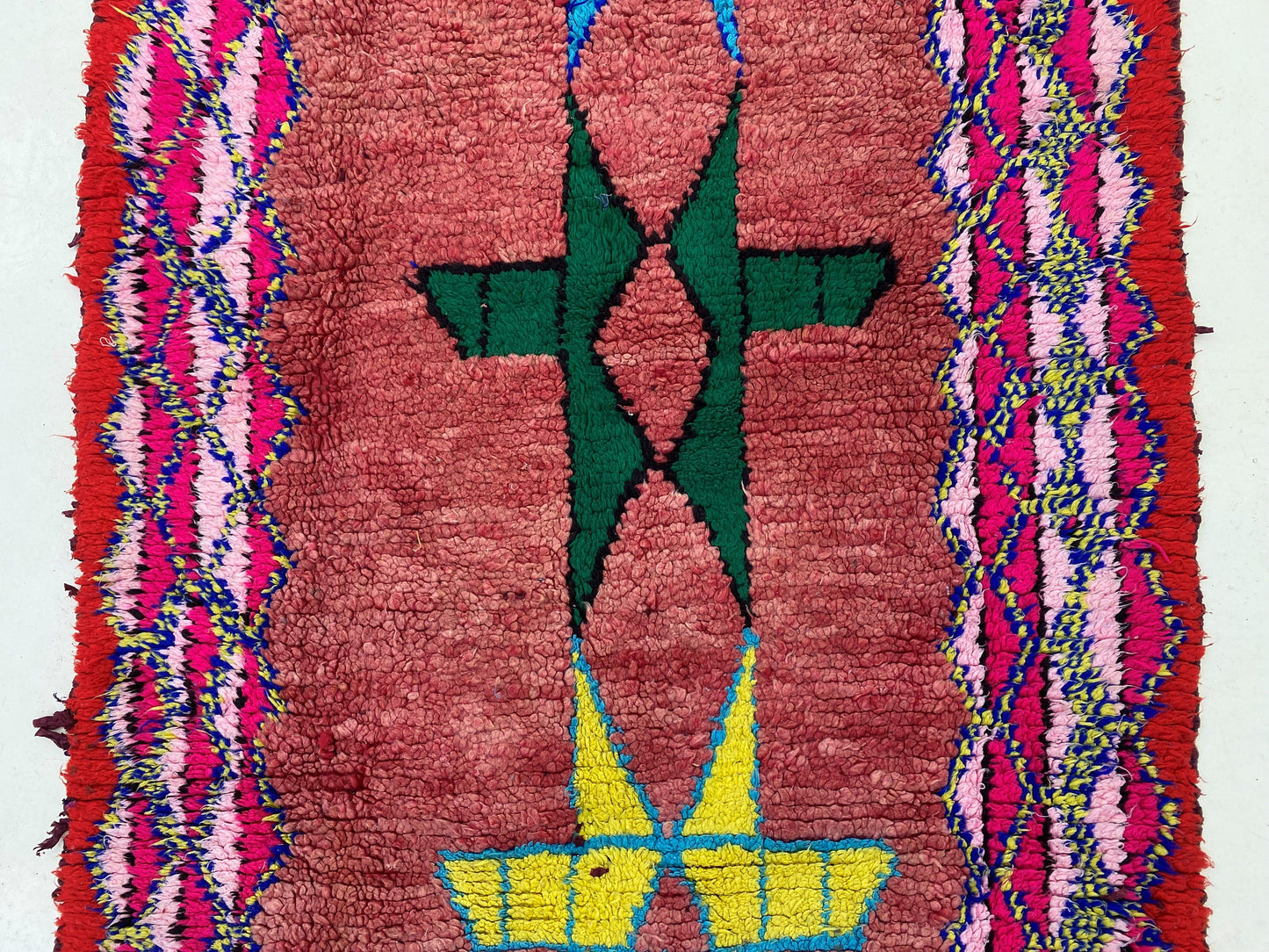 4x9 Moroccan Runner Rug, Vintage Berber Runner, Wool Geometric Decor.