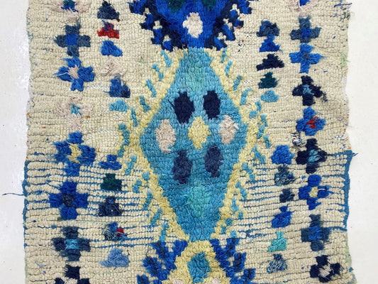 3x7 Unique Vintage Moroccan Runner Rug, Vibrant and Stylish Berber Rug.