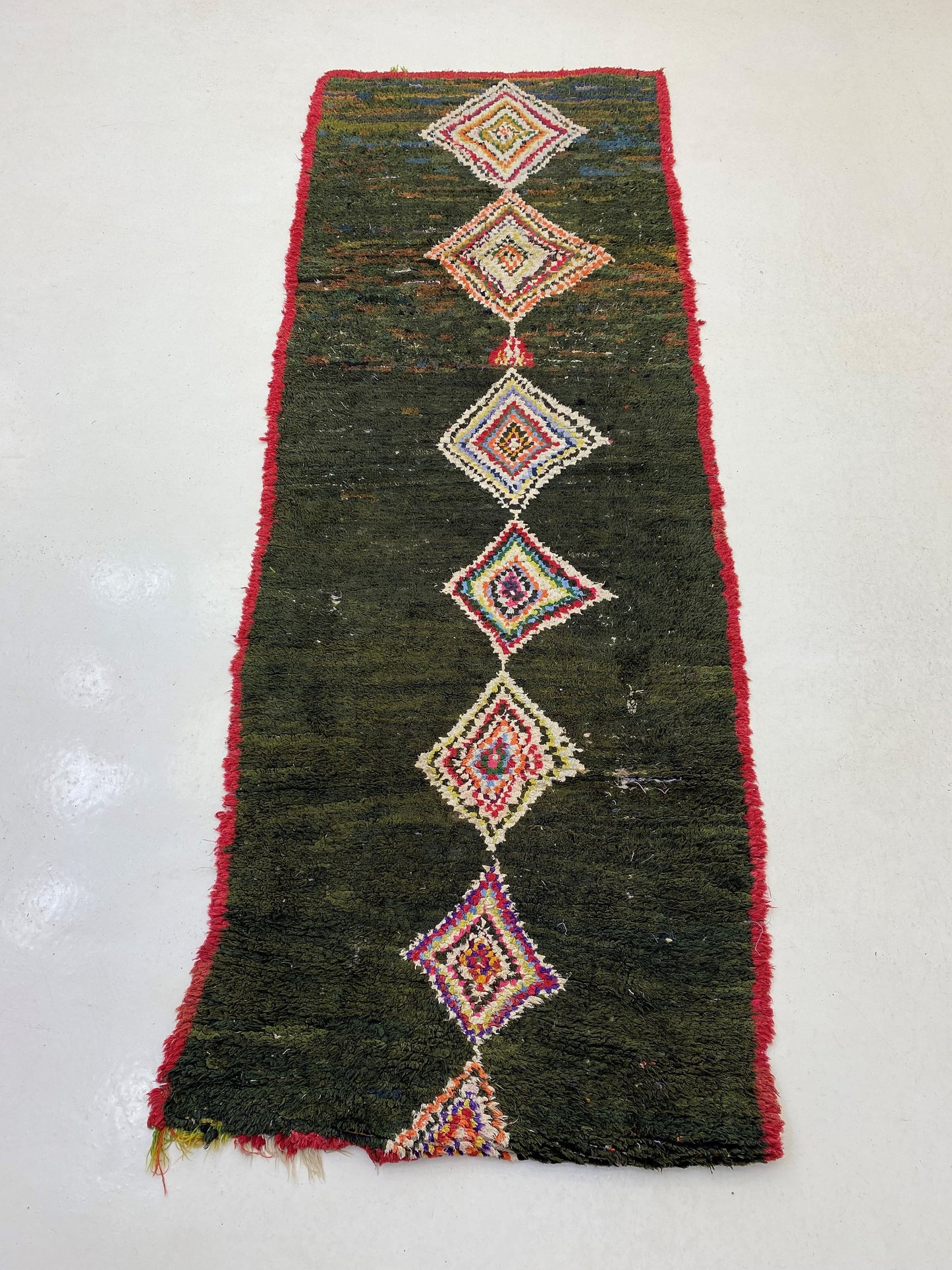 3x8 Diamond Moroccan Runner Rug, Vintage Home Decor Rug Runner.