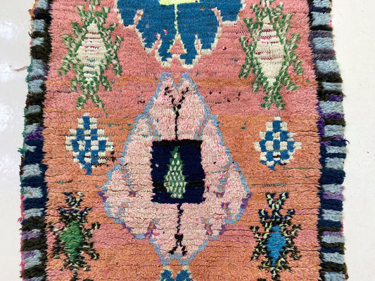 Tapis de couloir berbère marocain coloré 3x6, tapis d'intérieur vintage.