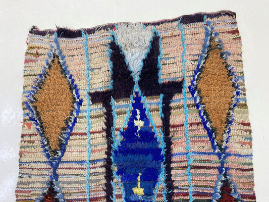 Moroccan Rug 3x8, Diamond Berber Runner Rug, Vintage Boho Runner.