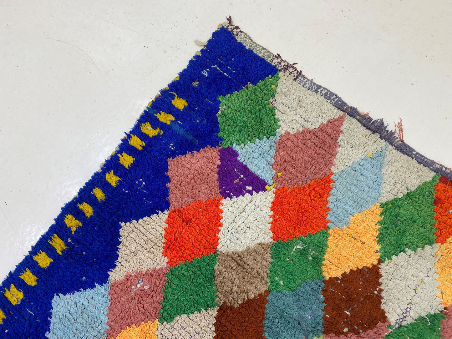4x8 Colorful Berber Moroccan Rug, Vintage Diamond Area Rug.