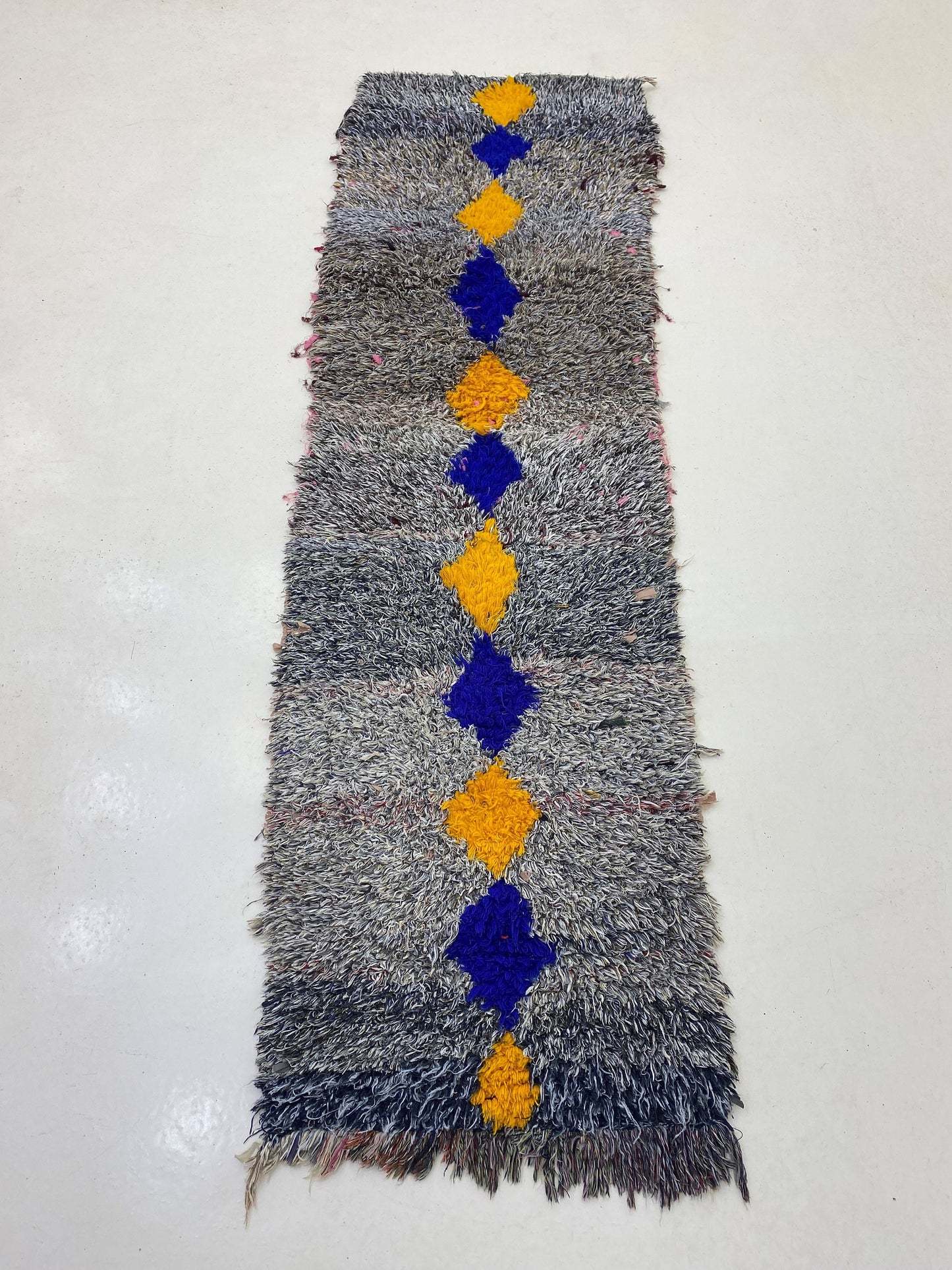 Tapis de couloir marocain étroit 2x9, tapis de couloir berbère coloré.