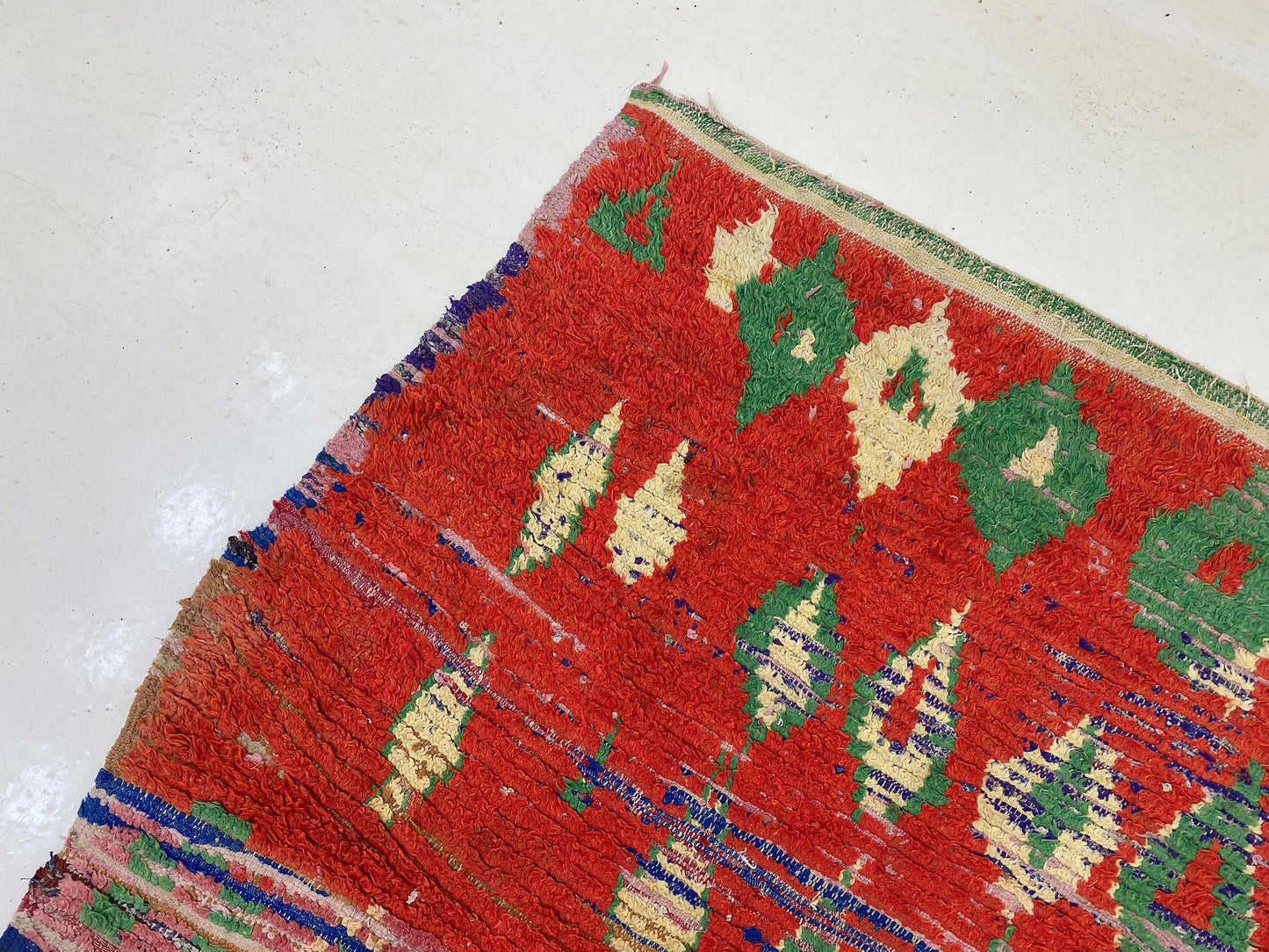 Vintage Moroccan Runner Rug, Long Red 3x7 Rug Runner.