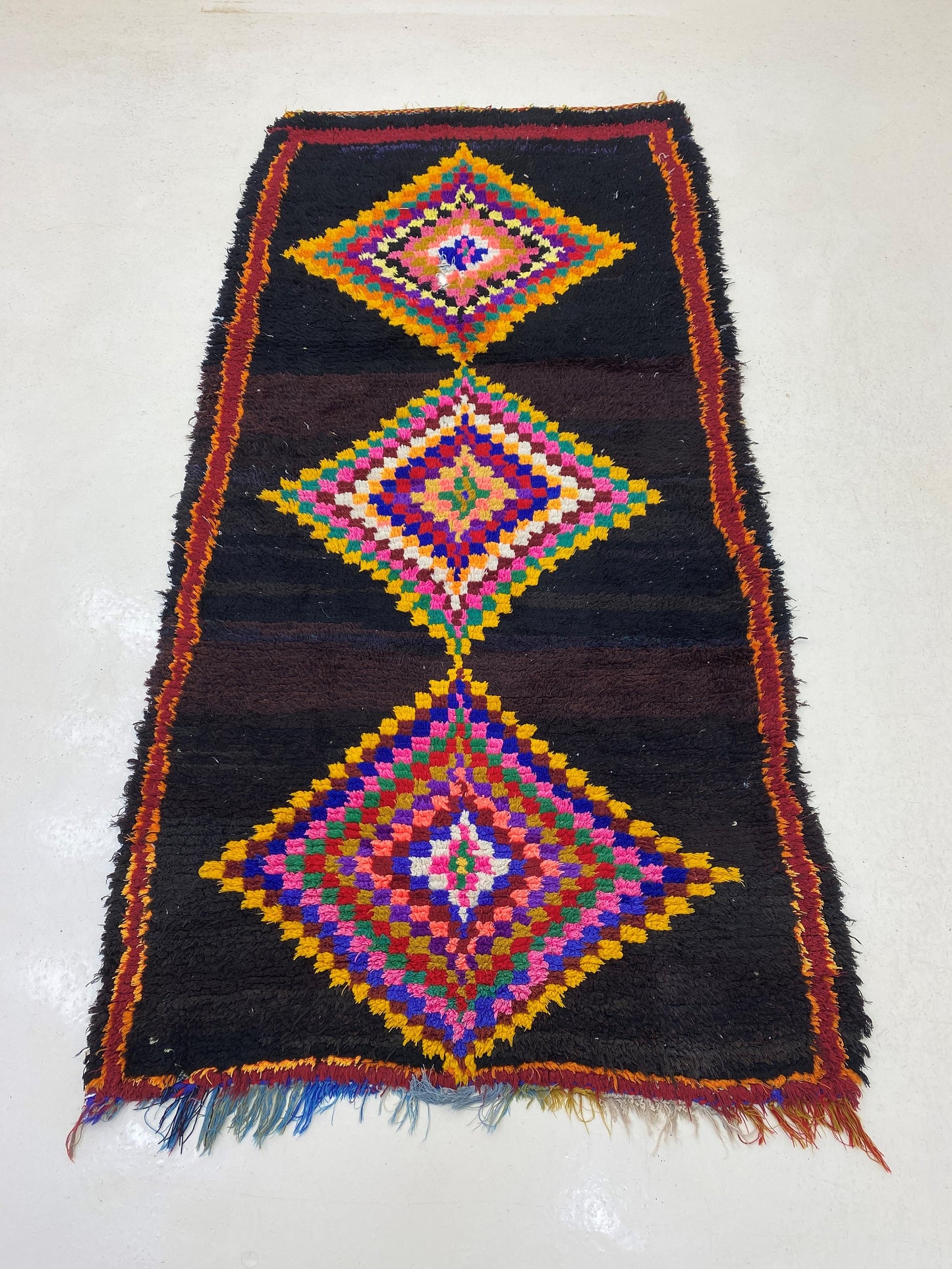Vintage Bohemian Area Rug, Moroccan 4x7 Rug.