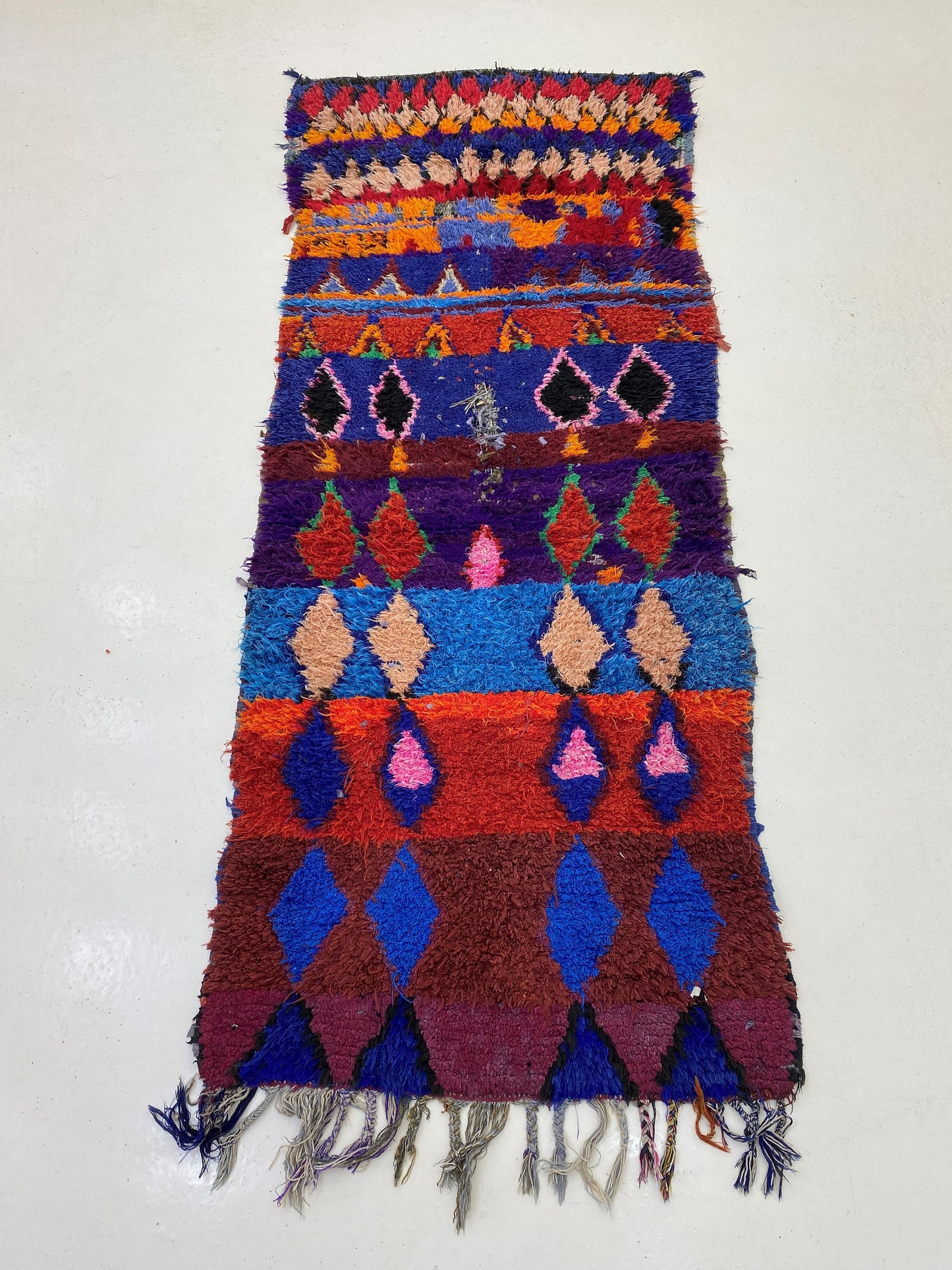 Long Moroccan Runner rug, Diamond Berber Runner 3x7 Rug.