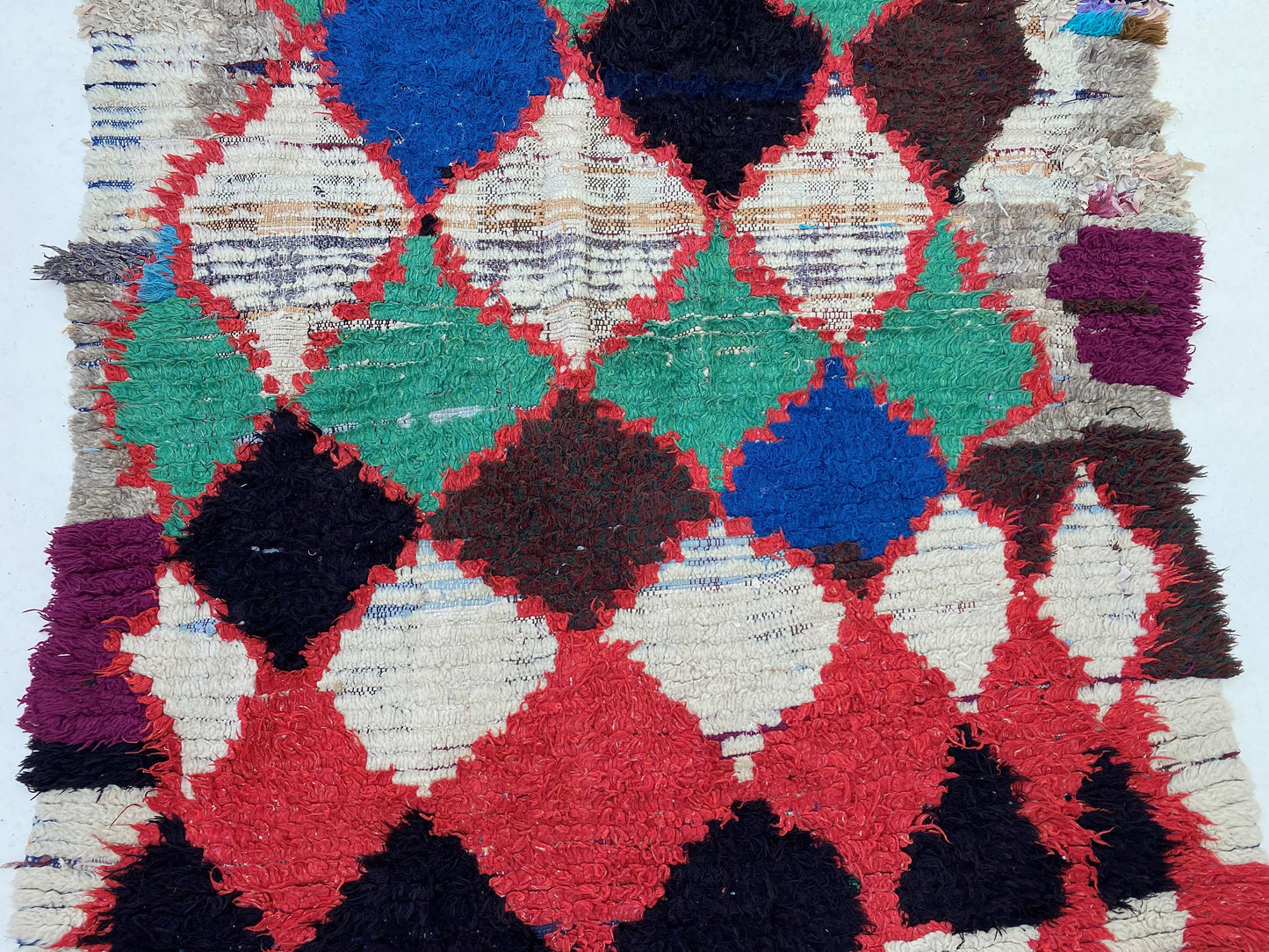 Diamond Moroccan Rug, Vintage Wool Boho 5x7 Rug.