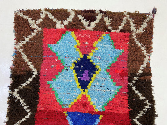 Tapis berbère unique 3x8, tapis de décoration d'intérieur marocain coloré.