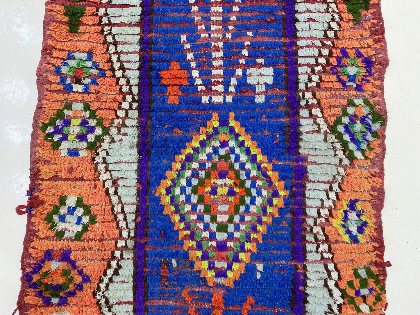 Vintage Moroccan Runner Rug, 3x7 FT, Berber Unique Rug Runner.