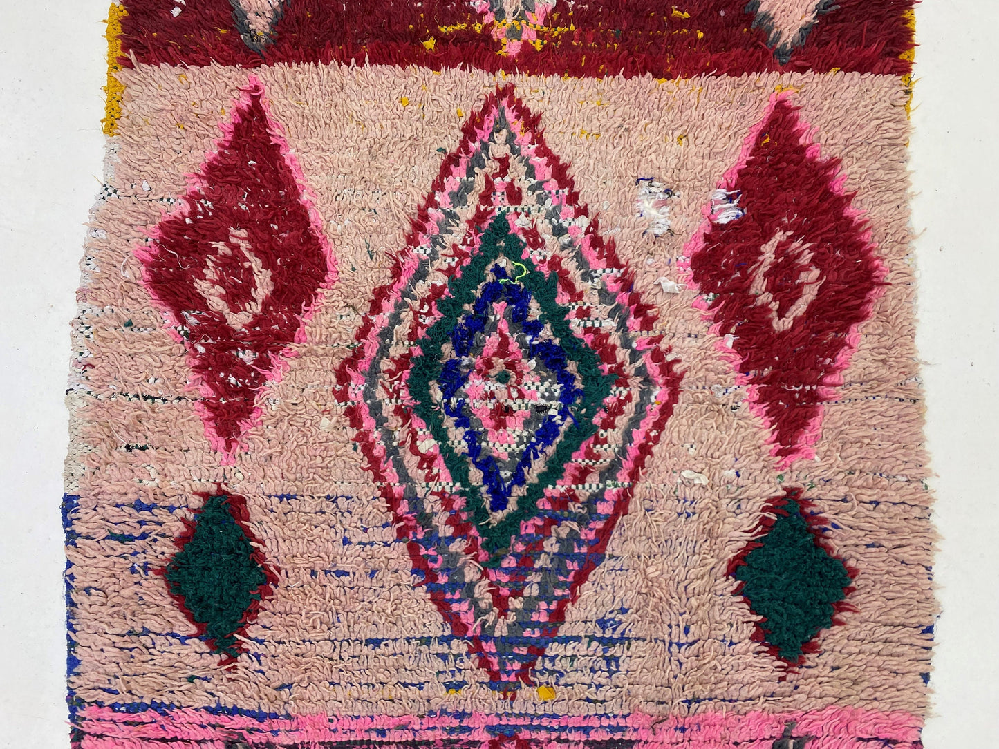 Vintage Bohemian Runner, 3x11 Moroccan Runner Rug - Colorful Diamond Pattern.