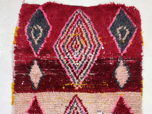 Vintage Bohemian Runner, 3x11 Moroccan Runner Rug - Colorful Diamond Pattern.